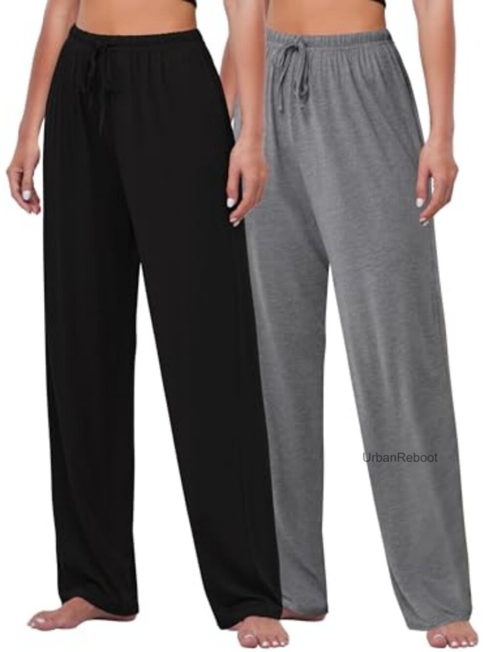 Women's Lounge Pants 2 Pack Wide Leg Yoga Pajama Bottoms Drawstring Soft